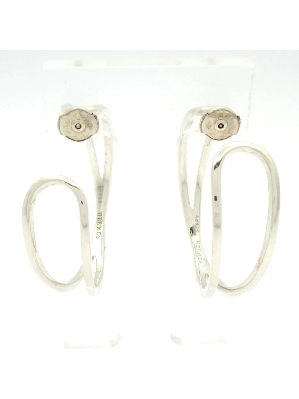 Hermes Earrings Silver External Back